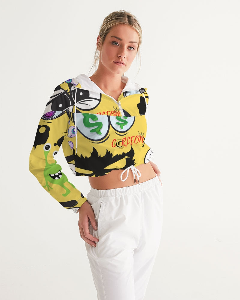 ALL EYEZ Women's Cropped Windbreaker