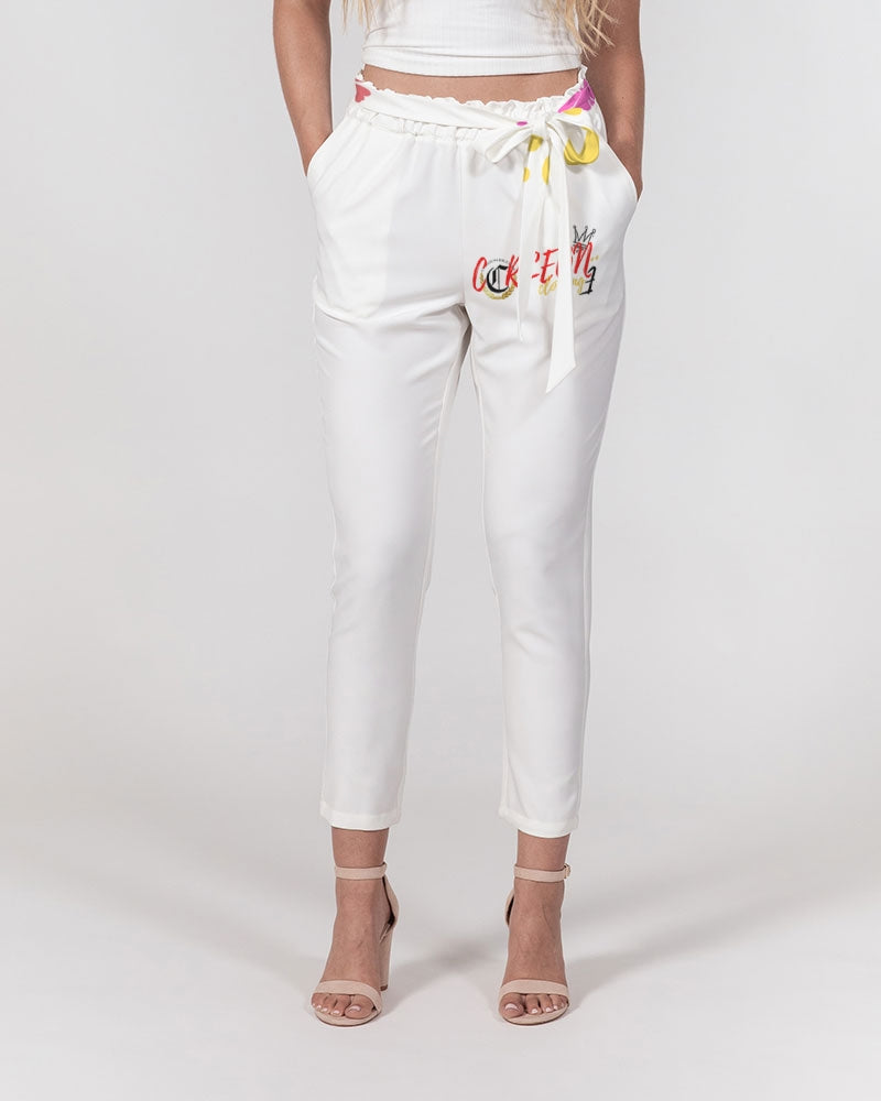 WHITE TEE (3) Women's Belted Tapered Pants