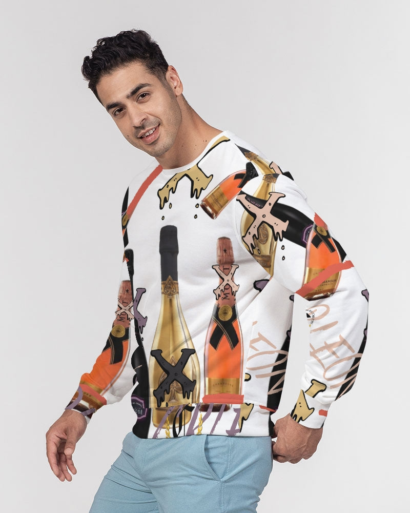 CHAMPAGNE DRIP Men's Classic French Terry Crewneck Pullover