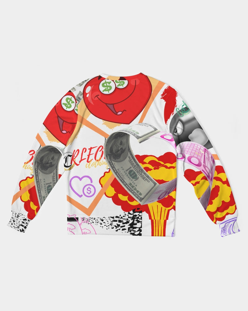money hearts Men's Classic French Terry Crewneck Pullover