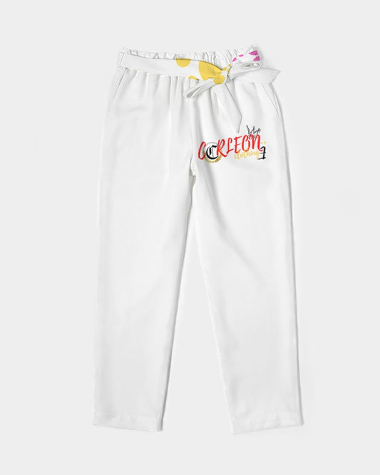 WHITE TEE (3) Women's Belted Tapered Pants