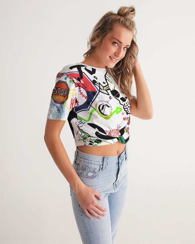 DRIP VIBES (1) Women's Twist-Front Cropped Tee