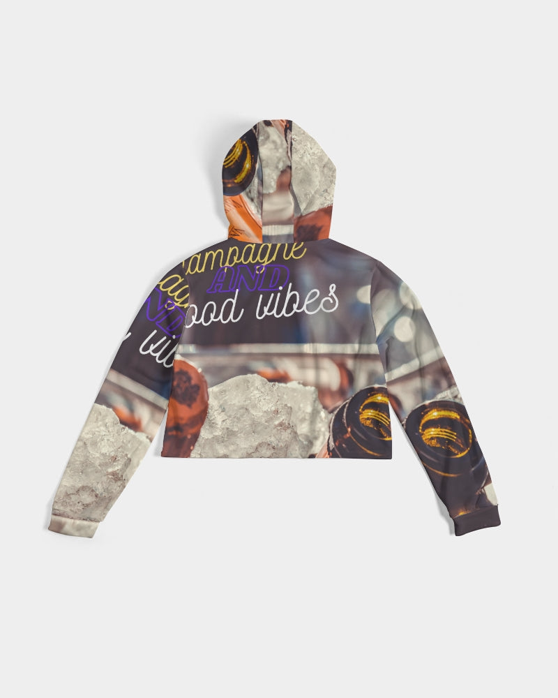 champagne and good vibes cover Women's Cropped Hoodie