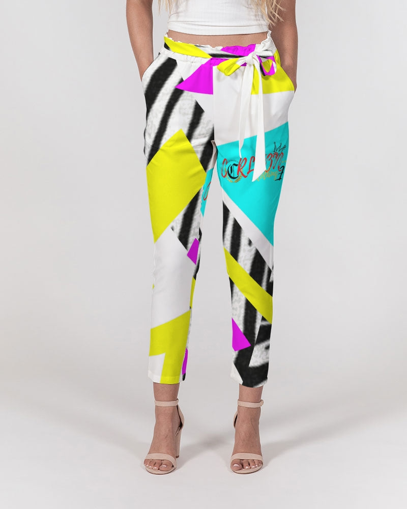 SUMMER VIBES Women's Belted Tapered Pants