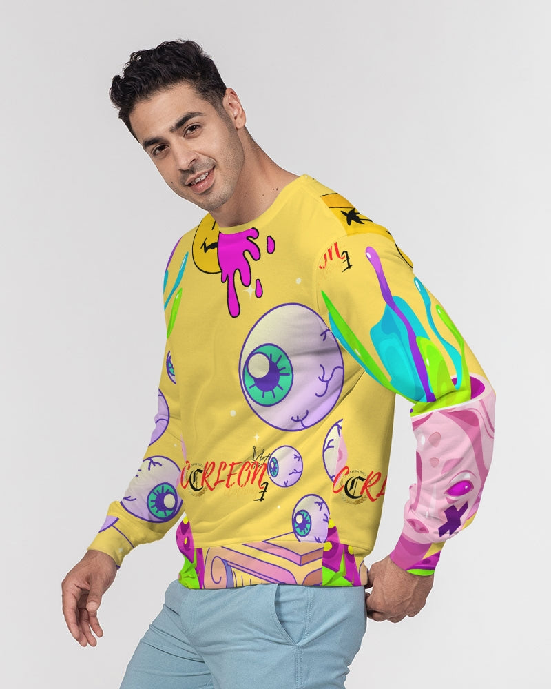 EYEZ AND SMILES Men's Classic French Terry Crewneck Pullover