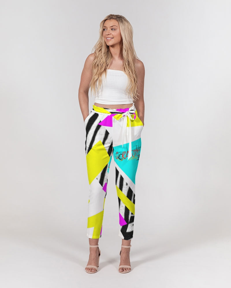 SUMMER VIBES Women's Belted Tapered Pants