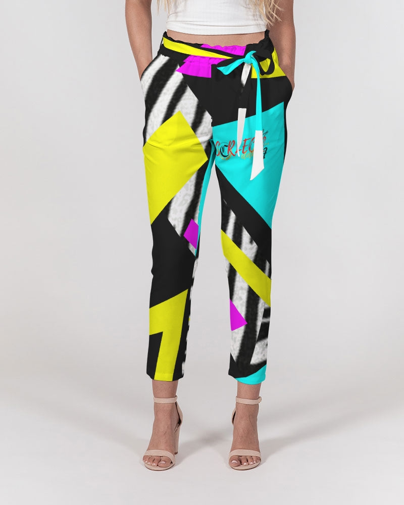 SUMMER VIBES (1) Women's Belted Tapered Pants