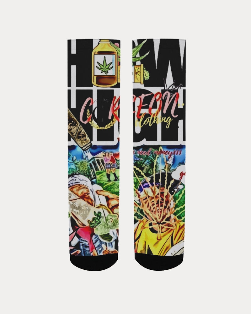 got weed how high cartoon Men's Socks