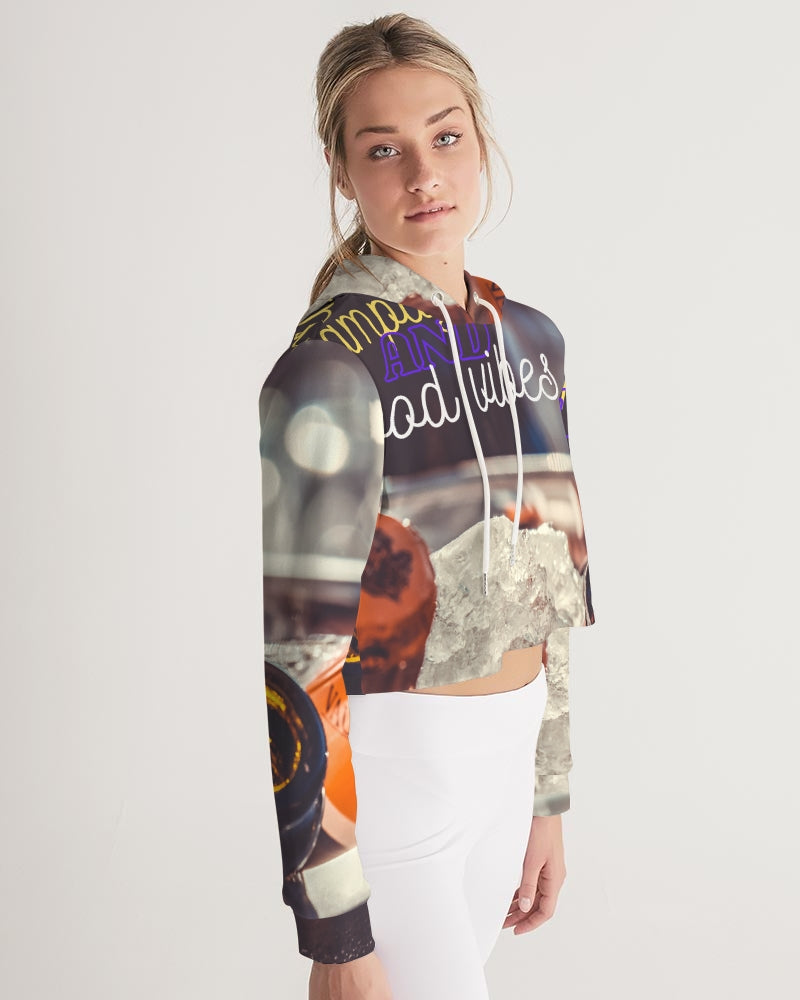 champagne and good vibes cover Women's Cropped Hoodie