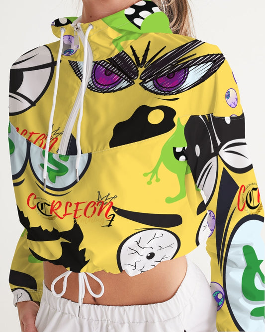 ALL EYEZ Women's Cropped Windbreaker