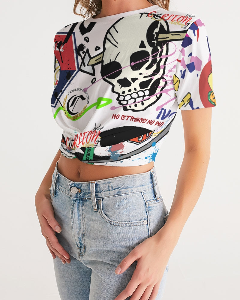 DRIP VIBES (1) Women's Twist-Front Cropped Tee